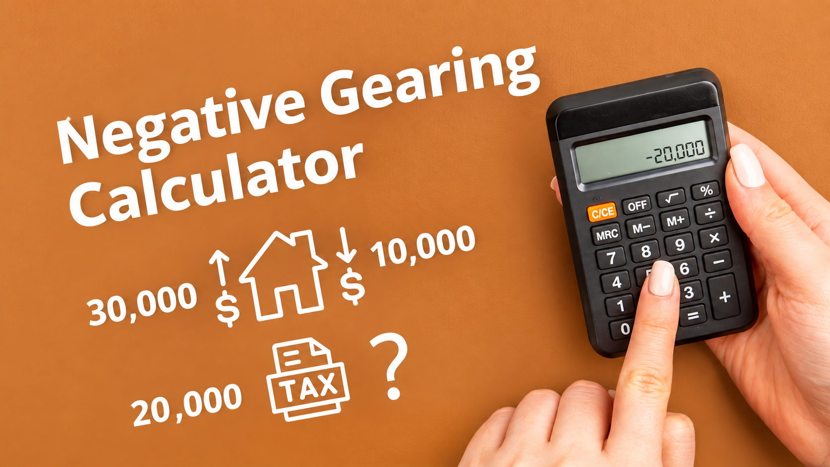 Negative gearing calculator infographic — estimate rental loss and tax benefit on an investment property