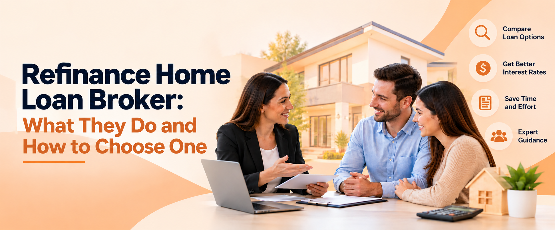 Refinance home loan broker reviewing a home loan with a client