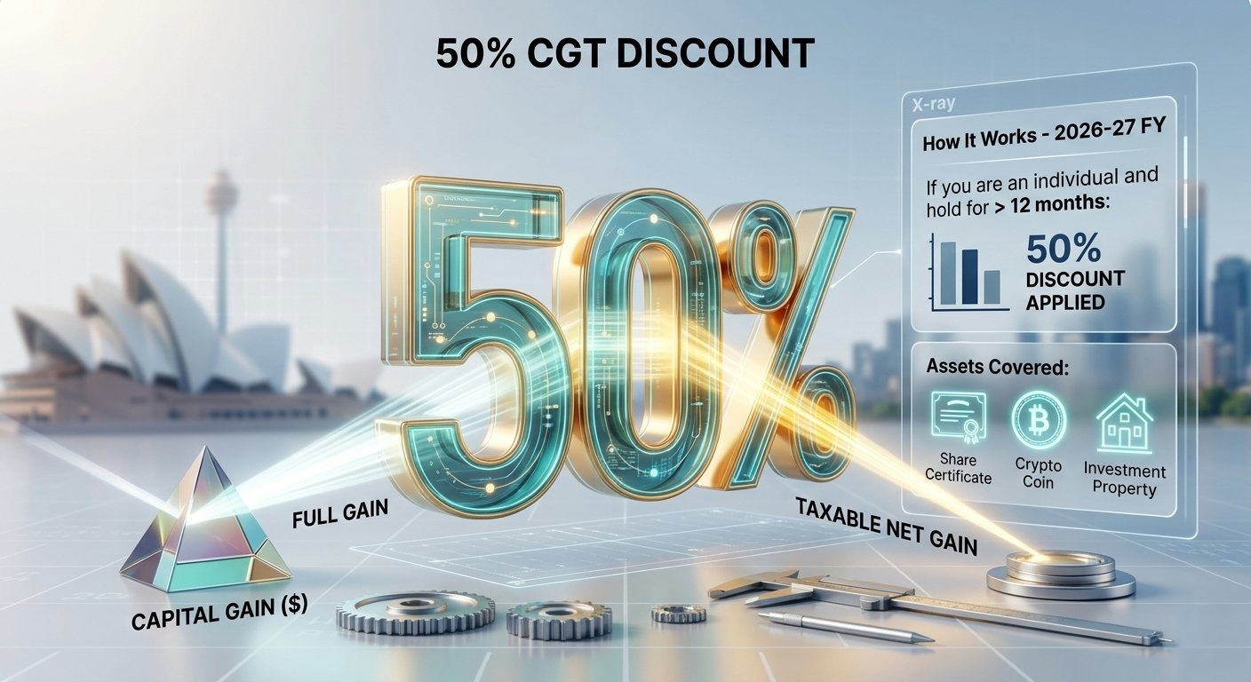 Capital gains tax rate Australia 2026-27 for property investors with income tax brackets