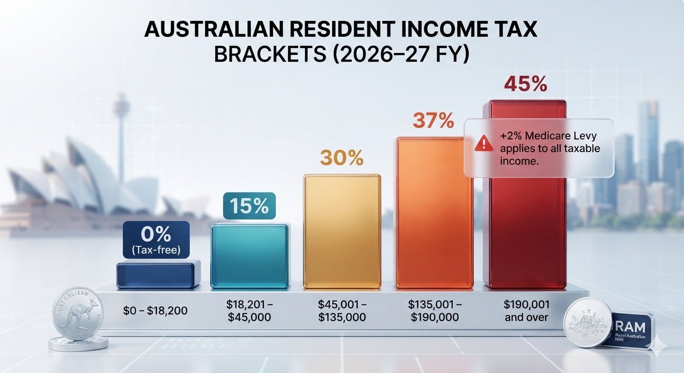 How the capital gains tax rate in Australia is applied to a property gain after the 50% CGT discount